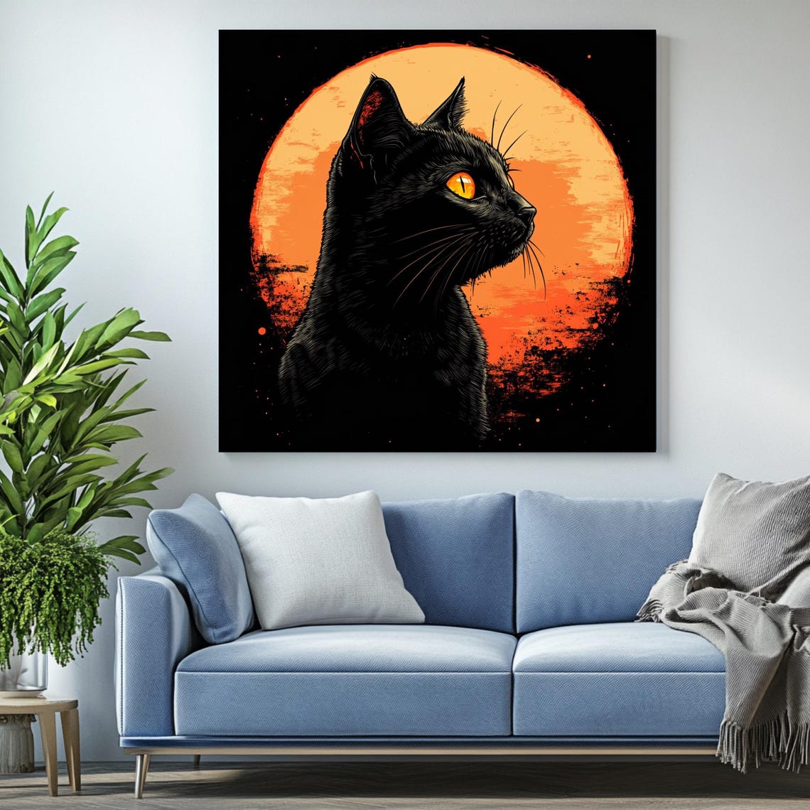 Black Cat Moon Celestial Gothic Modern Decor - Image 2