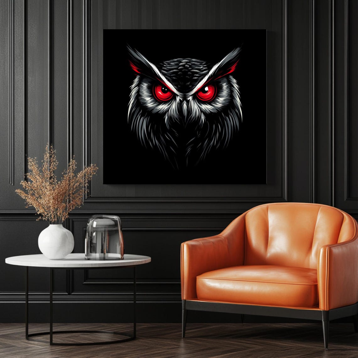 Dark Owl Art Print, Gothic Wall Decor - Image 3