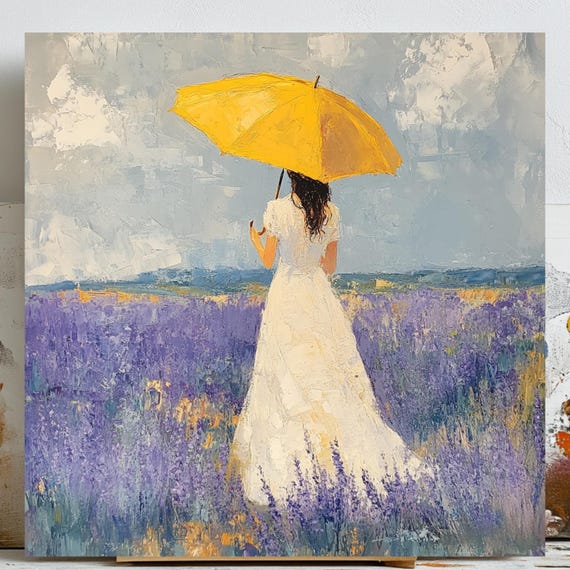 Girl With Umbrella Poster, Floral Nursery Decor