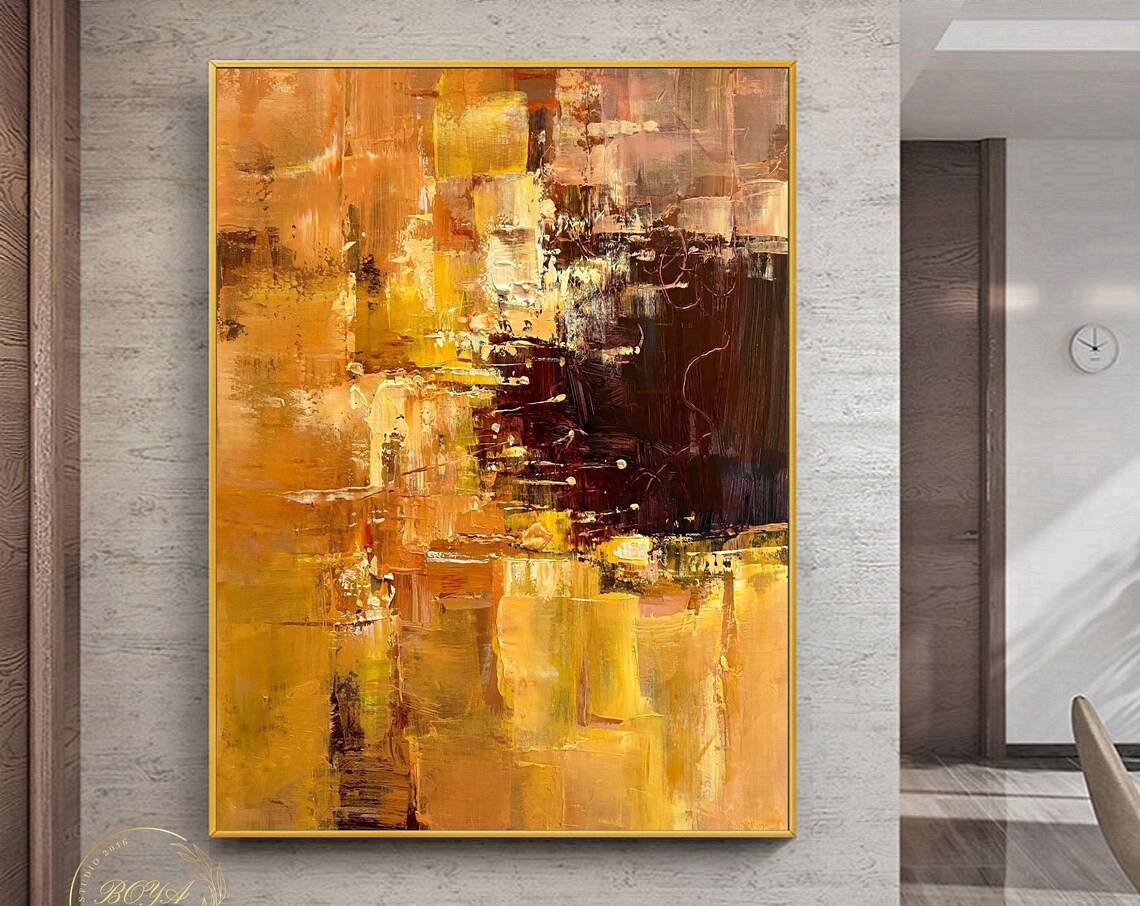 Orange Abstract Painting, Modern Oil Art Print