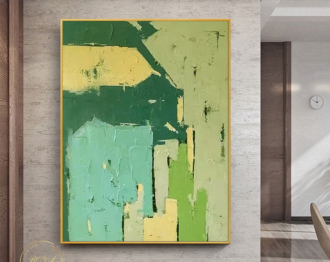 Green Abstract Painting, Textured Wall Art Print