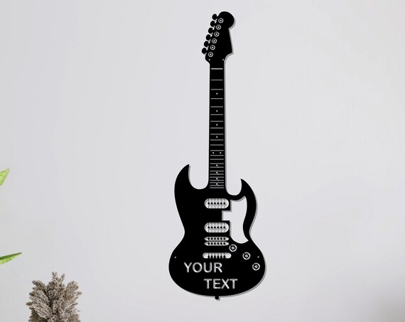 Personalized Electric Guitar Metal Wall Art Custom Name Music Wall Decor