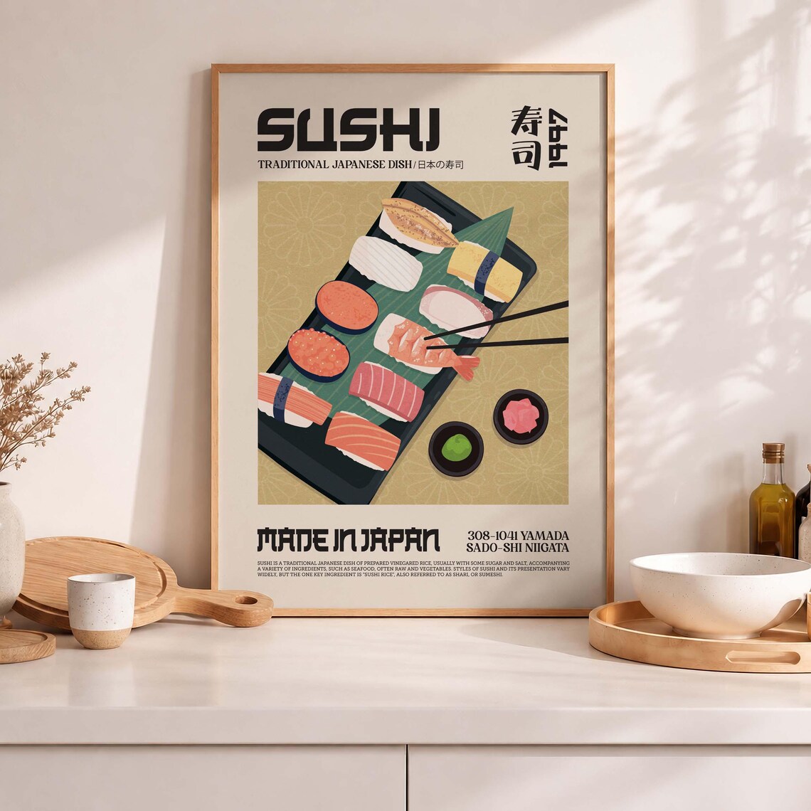 Sushi Art Print, Japanese Foodie Poster