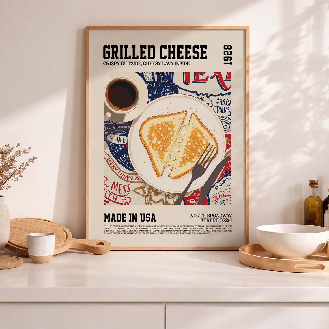 Grilled Cheese Sandwich, Vintage Diner Style