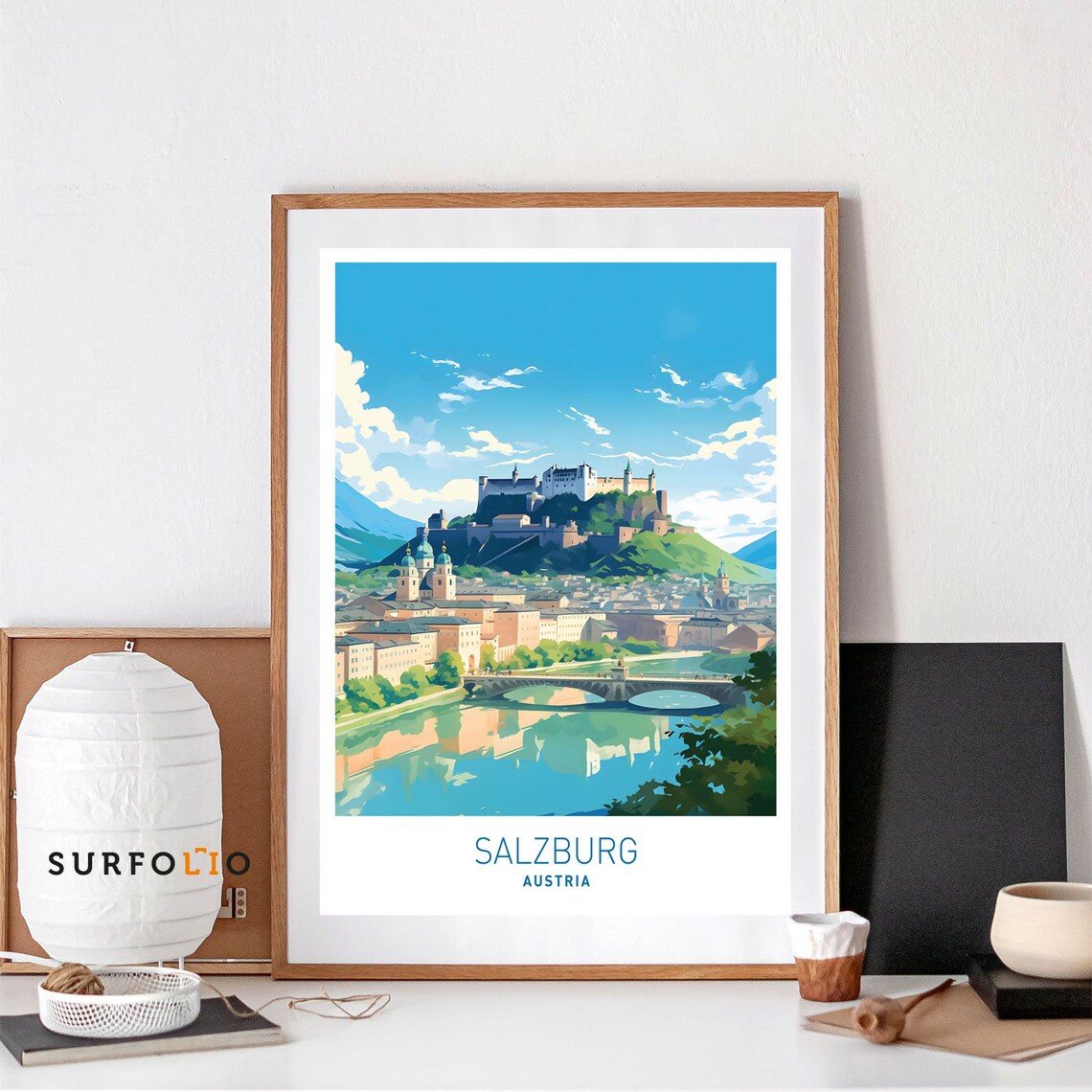 Salzburg Austria Cathedral Cityscape Travel Poster
