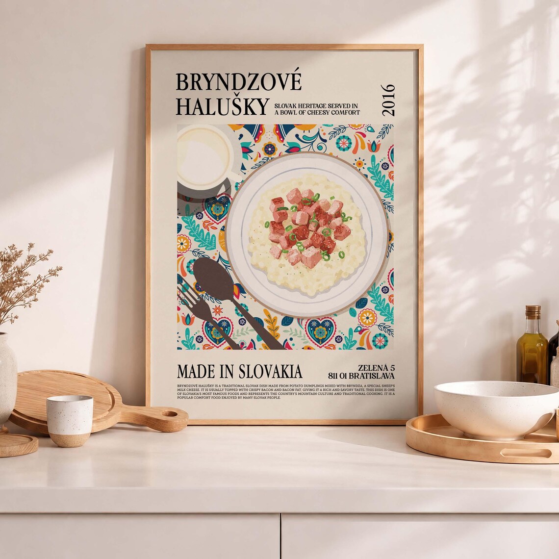Slovak Food Art Haluky, Traditional Comfort Art Print