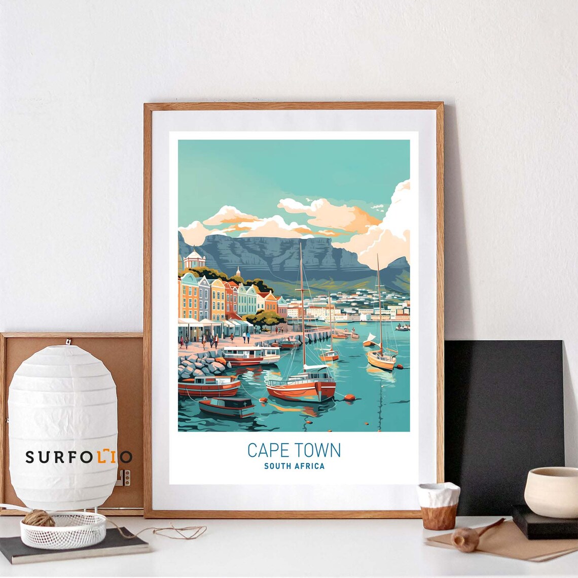 Cape Town Table Mountain Landscape Travel Poster