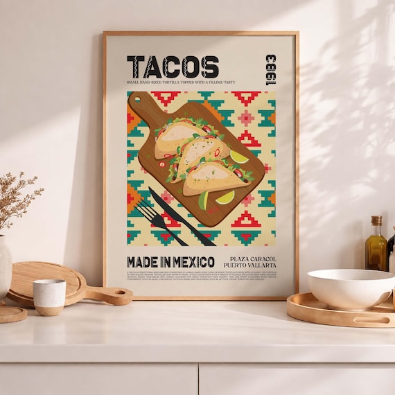 Mexican Tacos Poster Print, Cuisine Art