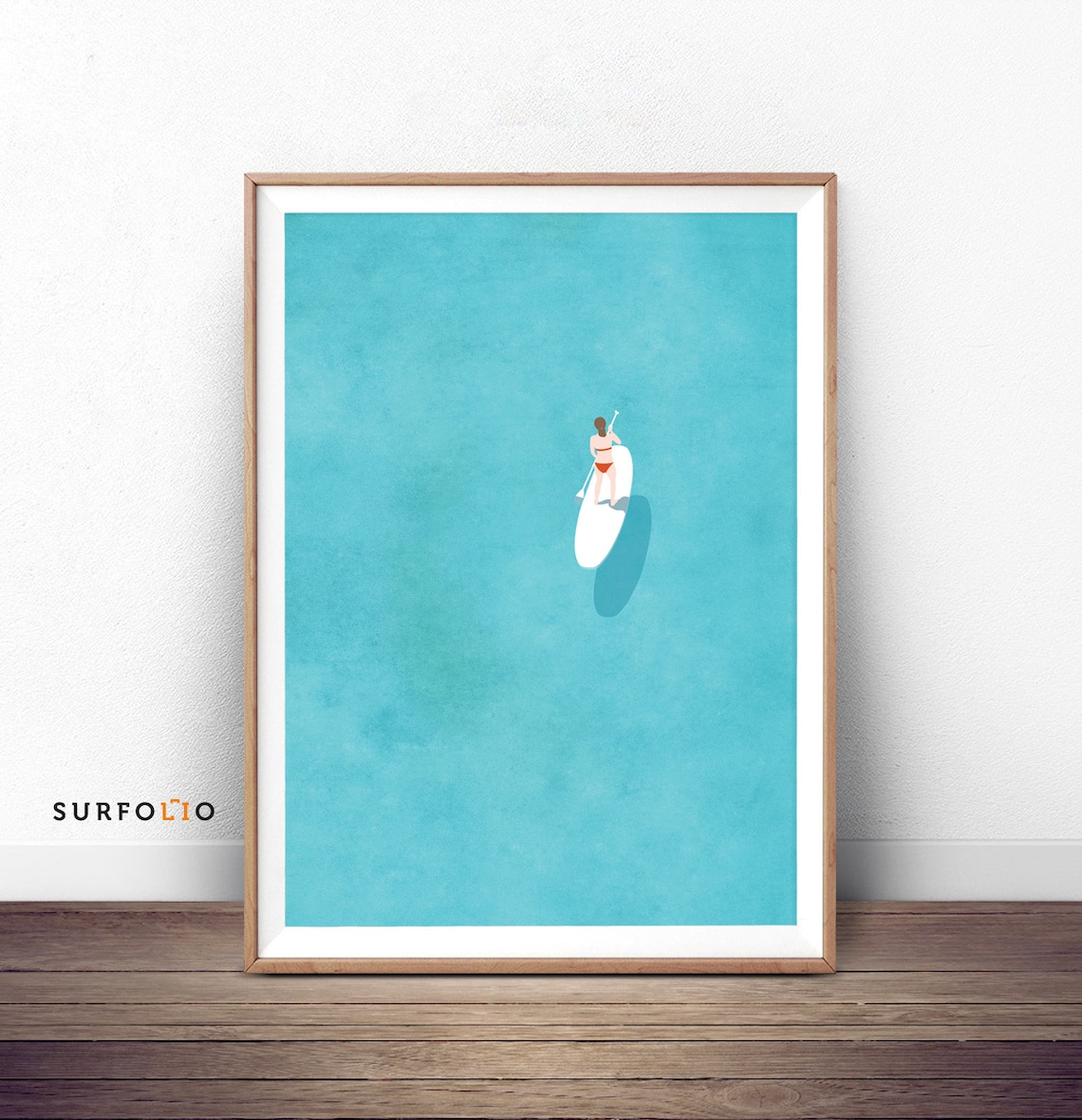 Ocean Coastal Paddle Board Aerial View Travel Poster
