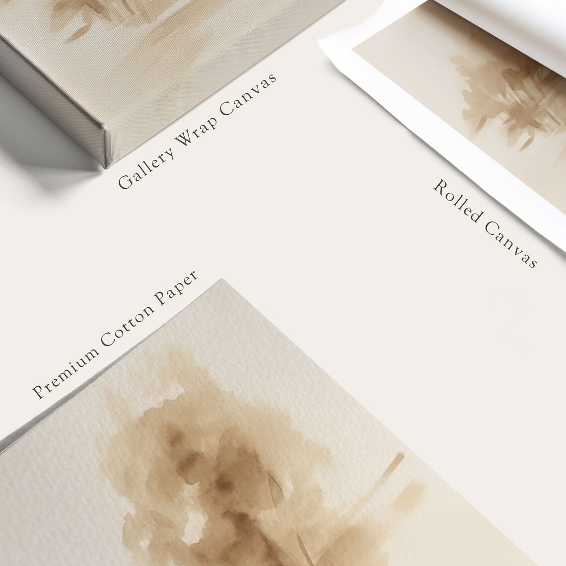Neutral Sepia Watercolor Landscape Art Print, Modern - Image 5