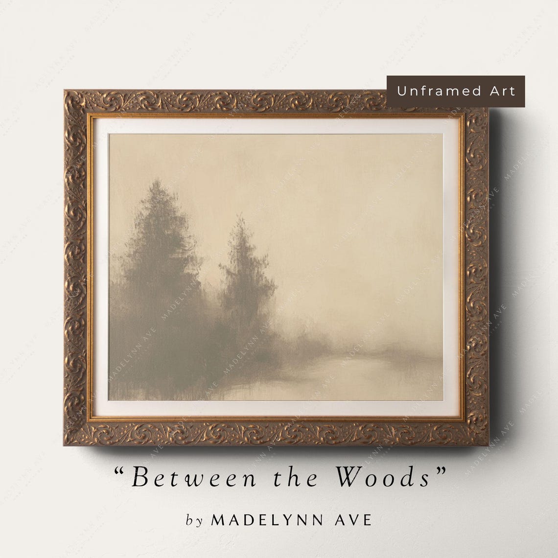 Winter Pine Landscape Art Print Unframed Holiday Wall Decor Neutral Nature Scene Rustic Home Decor Pine Tree Forest Artwork