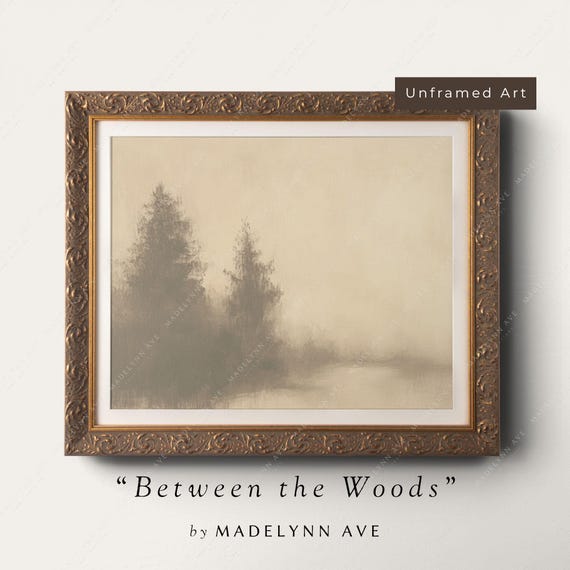 Winter Pine Landscape Art Print Unframed Holiday Wall Decor Neutral Nature Scene Rustic Home Decor Pine Tree Forest Artwork