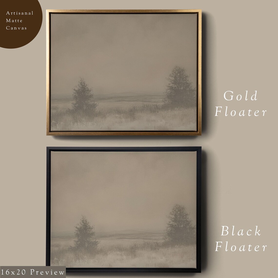 Minimalist Winter Field Landscape Neutral Sepia Tones Poster - Image 5