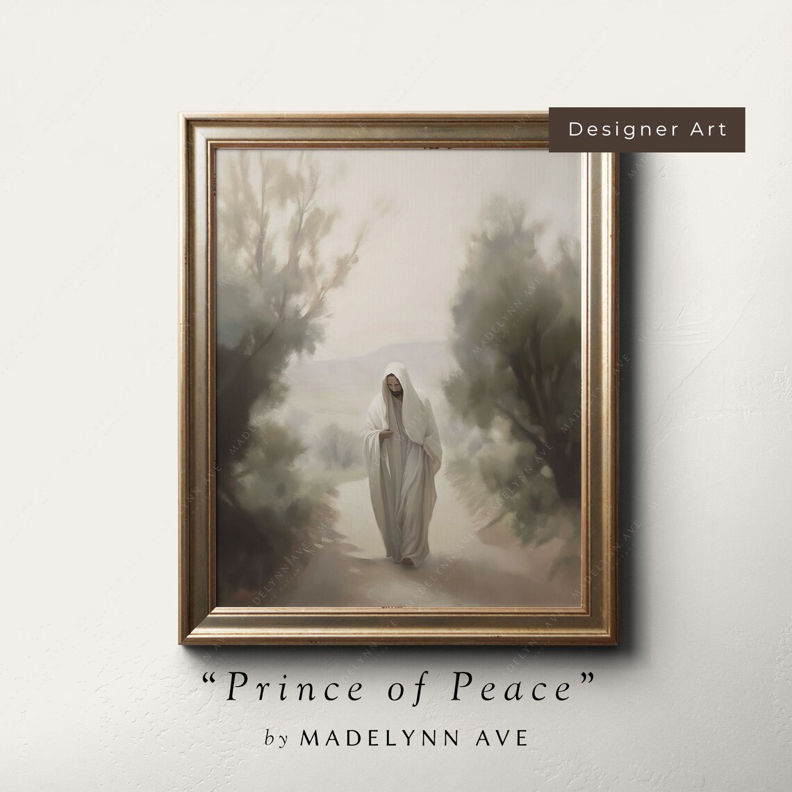 Prince Of Peace Jesus Walking A Misty Woodland Path Art Poster