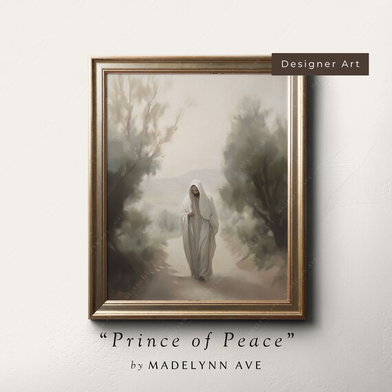Prince Of Peace Jesus Walking A Misty Woodland Path Art Poster