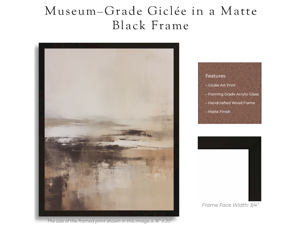 Moody Abstract Landscape Art Print, Modern Brown - Image 3