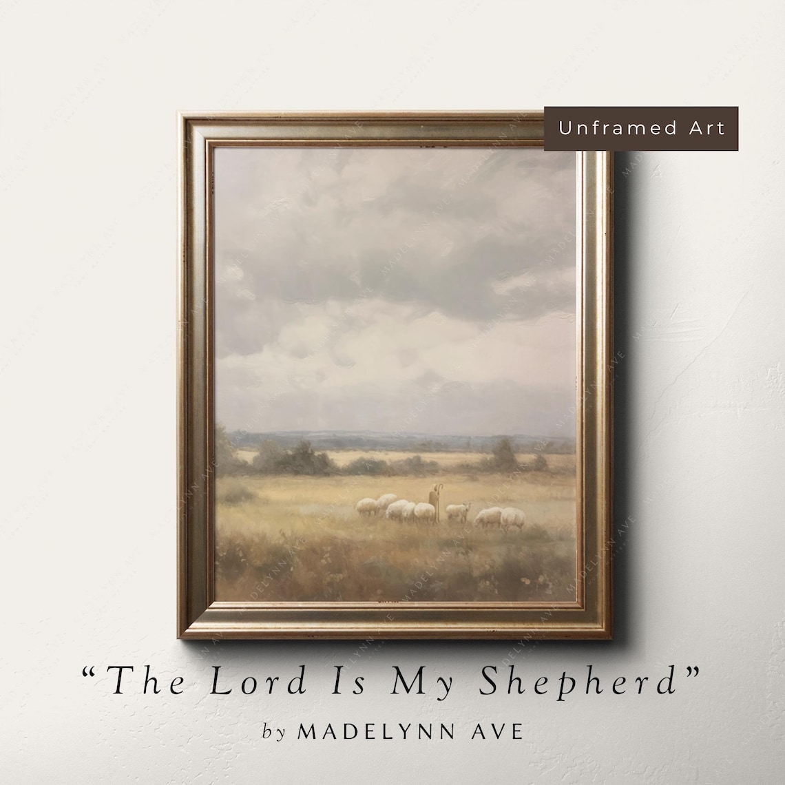 The Lord Is My Shepherd, Neutral Christian Art Print