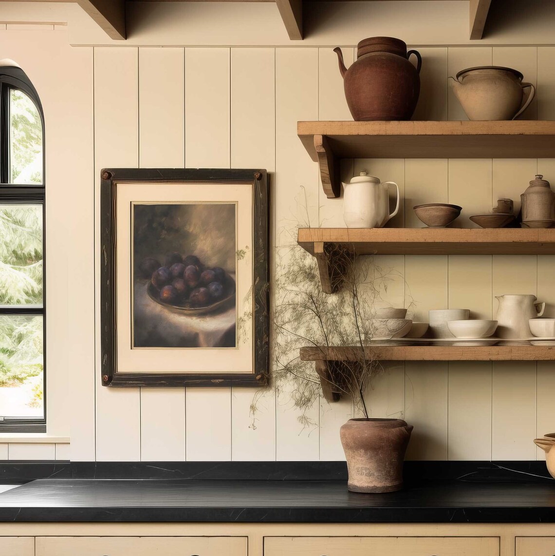Moody Fruit Bowl Still Life, Vintage Kitchen Art Print - Image 4
