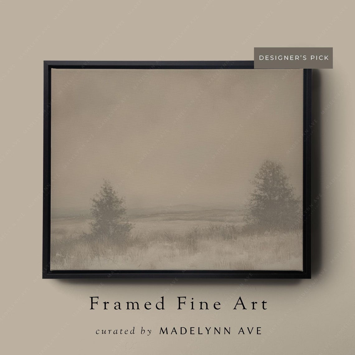 Minimalist Winter Field Landscape Neutral Sepia Tones Poster