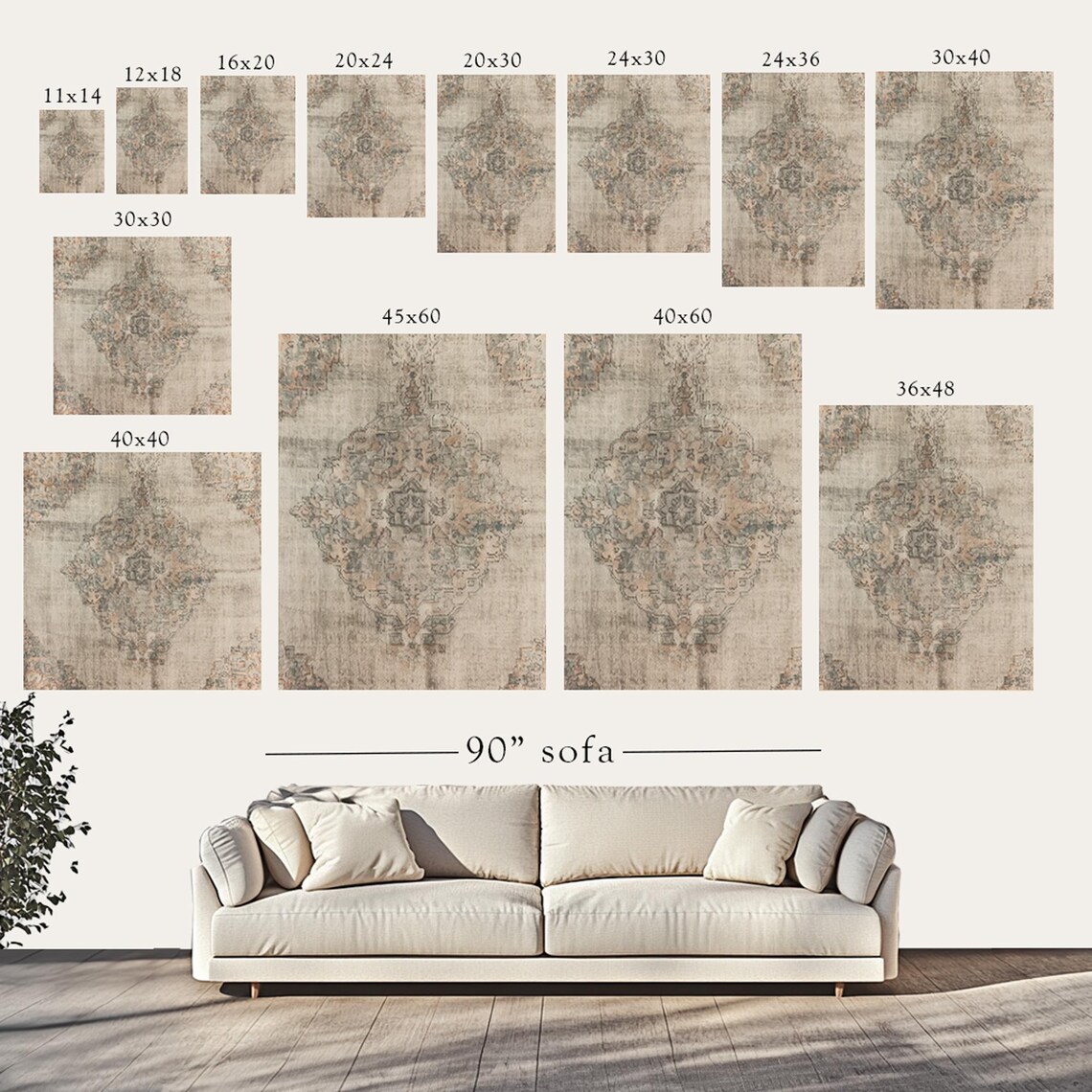 Vintage Style Rug Art Print, Neutral Textile Pattern - Image 2