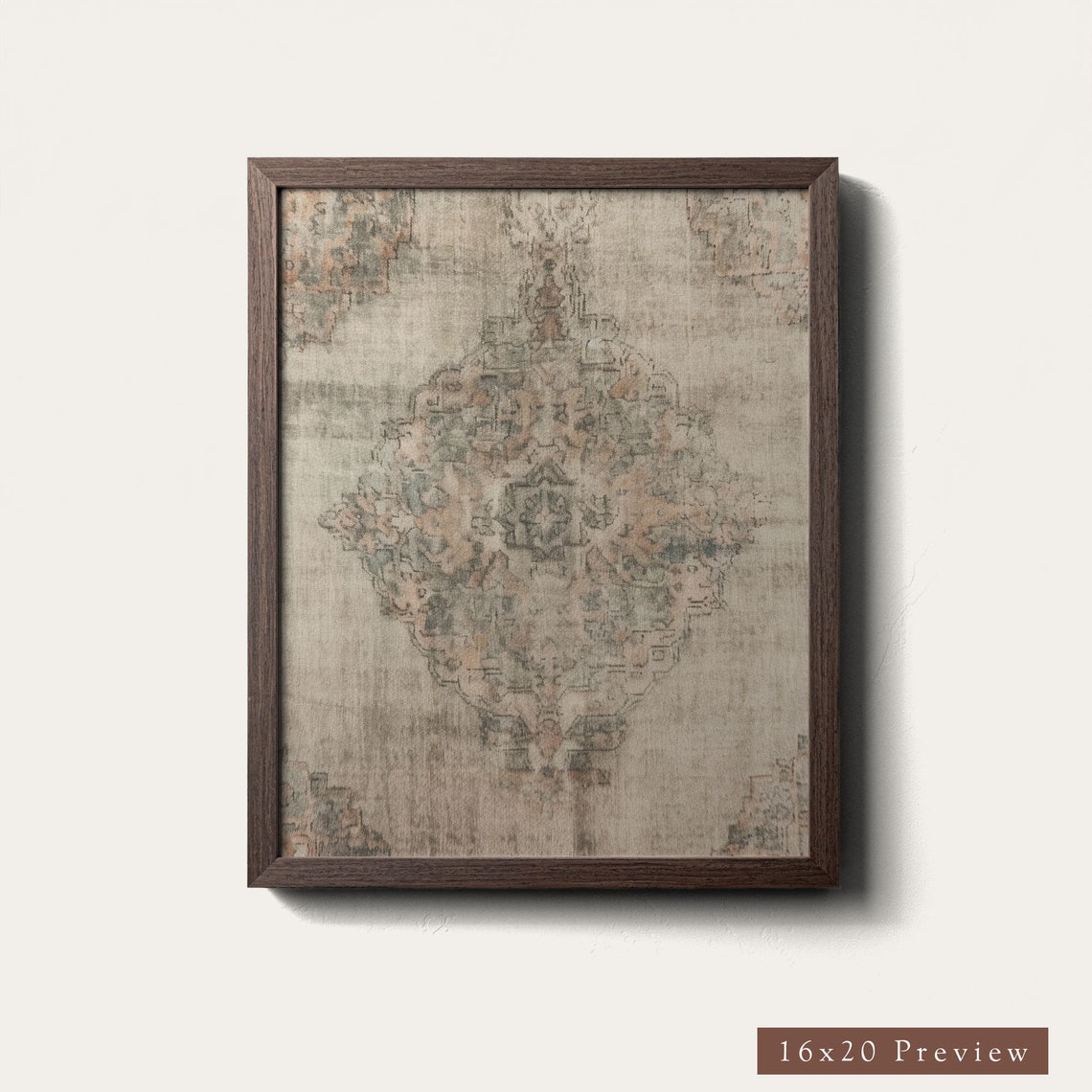 Faded Vintage Rug Tapestry Muted Medallion Textile Art Poster - Image 4