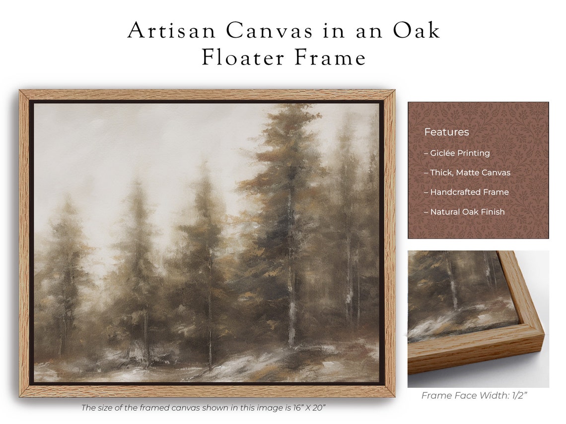 Framed Winter Pine Forest Neutral Landscape Nature Art Poster - Image 6