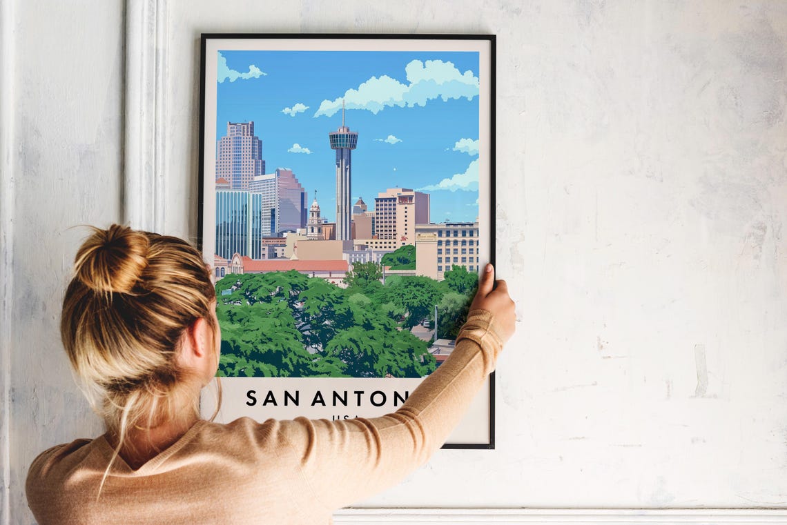 San Antonio Travel Print Wall Art San Antonio San Antonio Print San Antonio Poster Usa Gift Art Usa Travel Print Usa Poster - Image 2