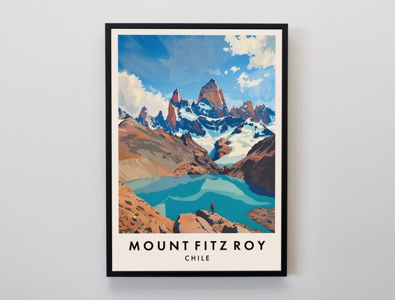 Mount Fitz Roy Chile Patagonia Mountains Retro Travel Poster