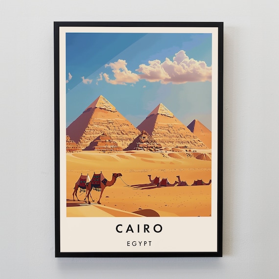 Cairo Travel Poster, Egypt Cultural Wall Art