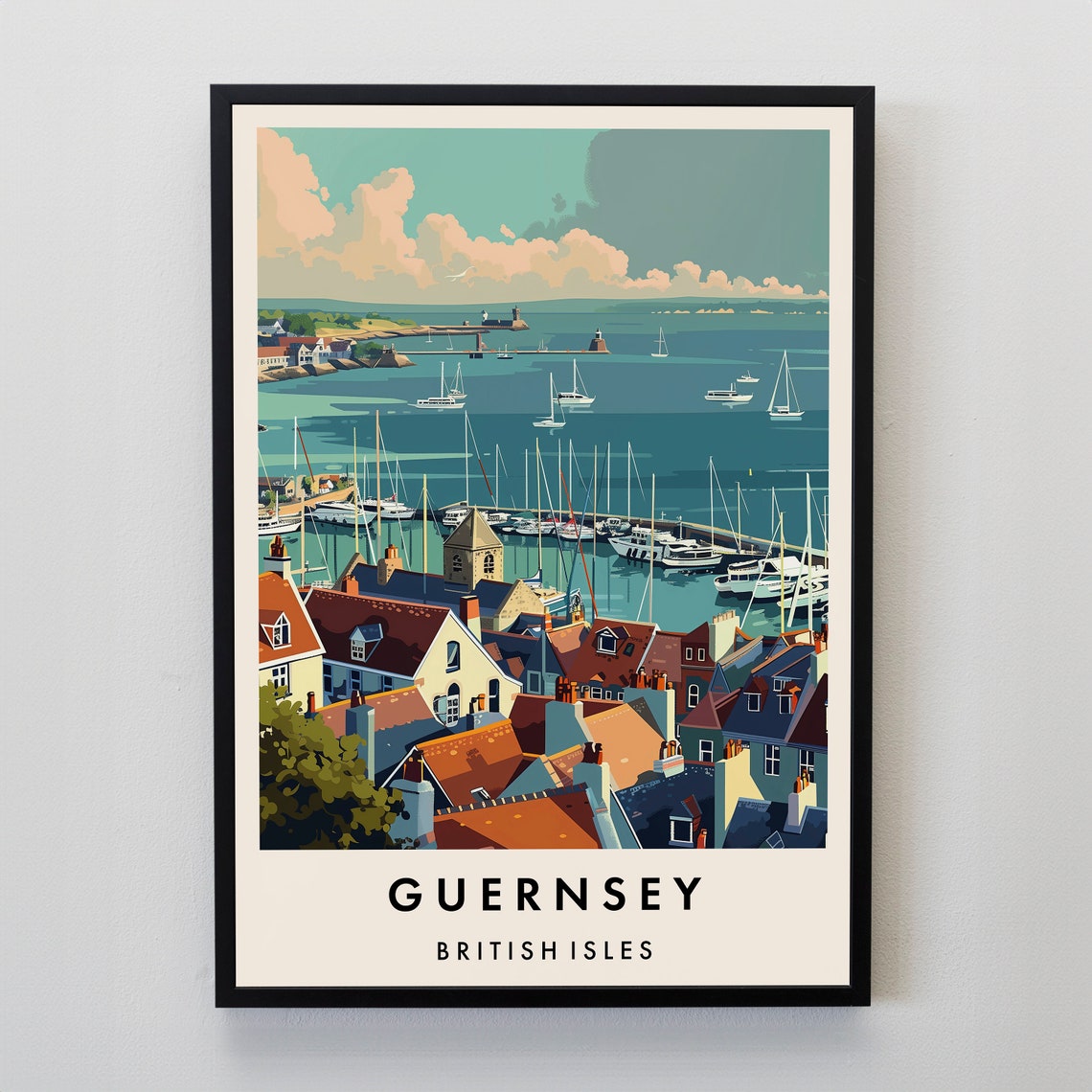 Guernsey Travel Print Wall Art Guernsey Guernsey Print Guernsey Travel Poster Guernsey Gift Art Guernsey Travel Art Travel Gift