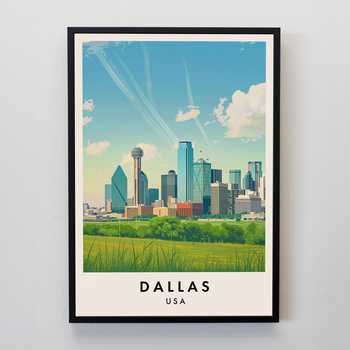 Dallas Travel Poster, Texas USA Wall Art