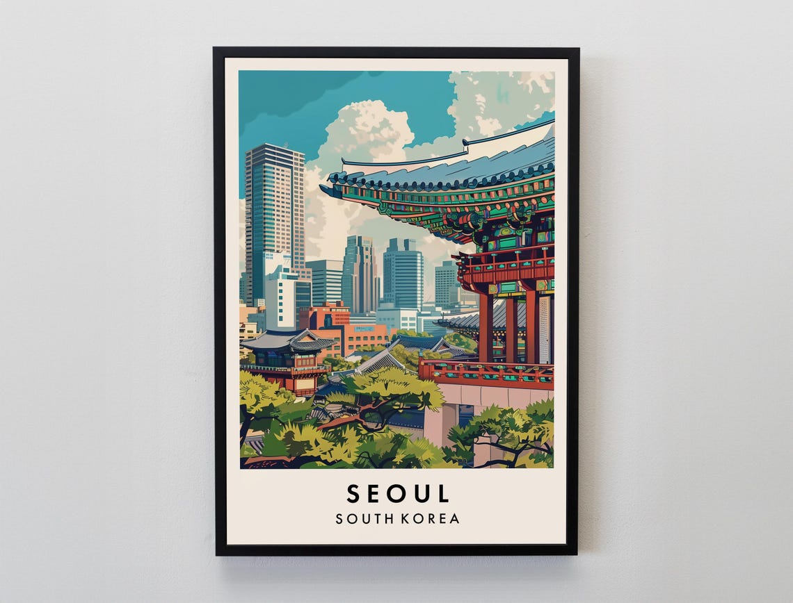 Seoul Travel Print Wall Art Seoul Seoul Print Seoul Poster Seoul Gift Art Korea Travel Art Korea Gift