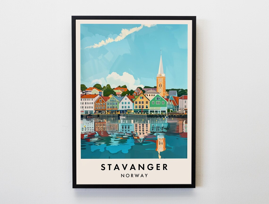 Stavanger Travel Poster, Norway Lovers Home Decor