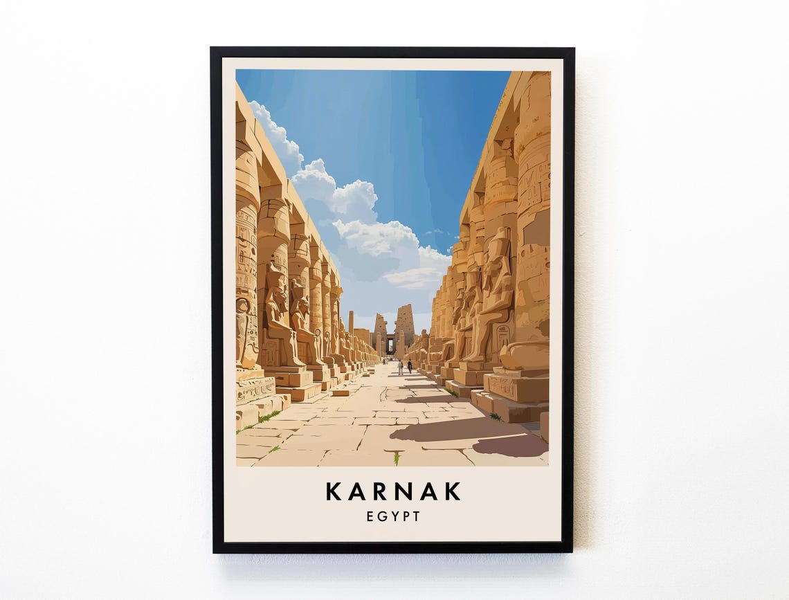 Karnak Egypt Ancient Sphinx Avenue Colonnade Temple Travel Poster