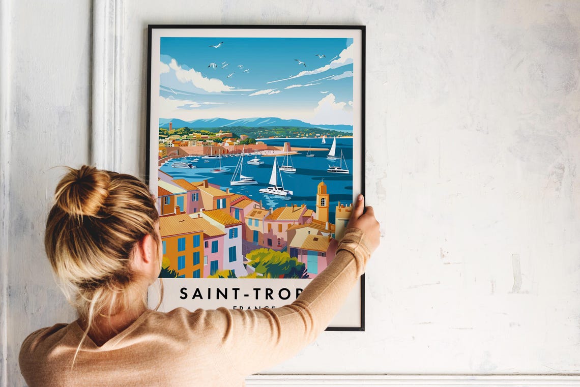 Saint Tropez Travel Print Wall Art Saint Tropez Saint Tropez Poster France Travel Print Travel Lovers Home Decor Wall Art City Travel - Image 2