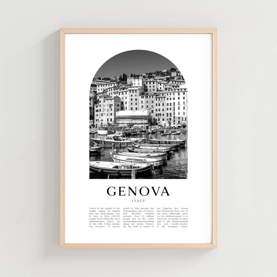 Genova Italy Harbor Black and White Photography Poster Edition