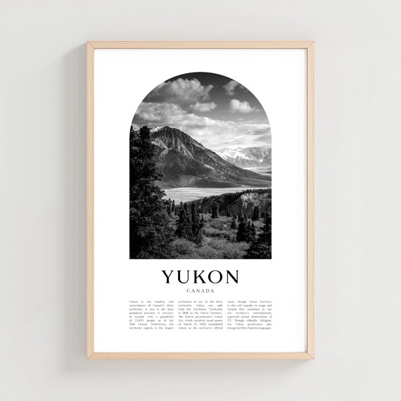 Yukon Canada Mountain Lake Black And White Arch Photography Poster