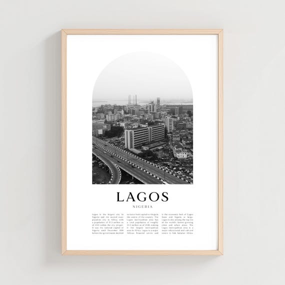 Lagos Travel Poster Print Wall Art Nigeria City Gift Decor Af03m