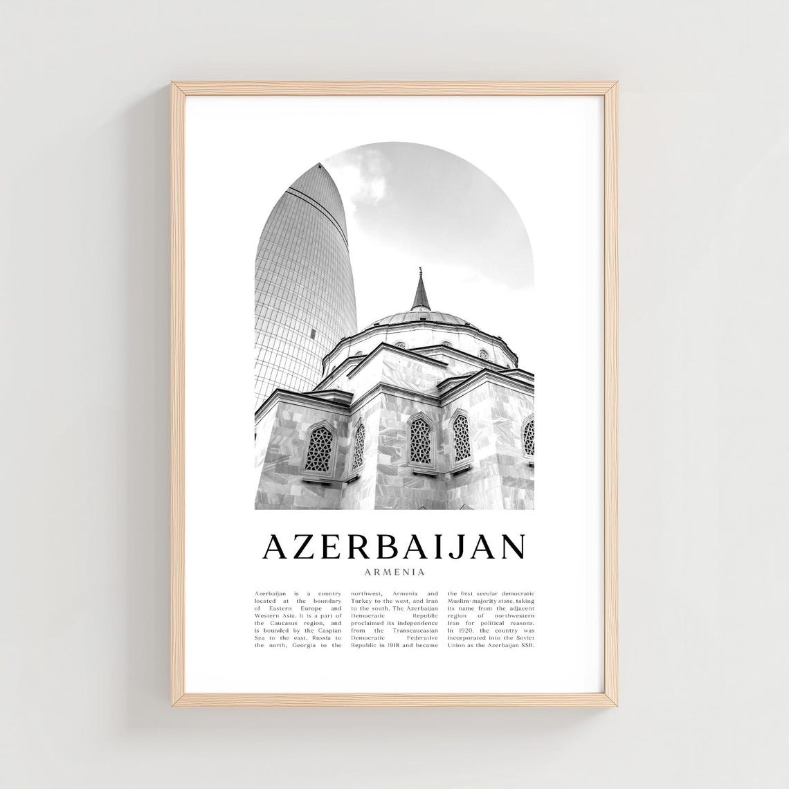 Azerbaijan Armenia Black And White Photography Architecture Print