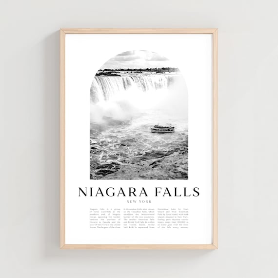 Niagara Falls New York Black White Horseshoe Falls Photo Poster