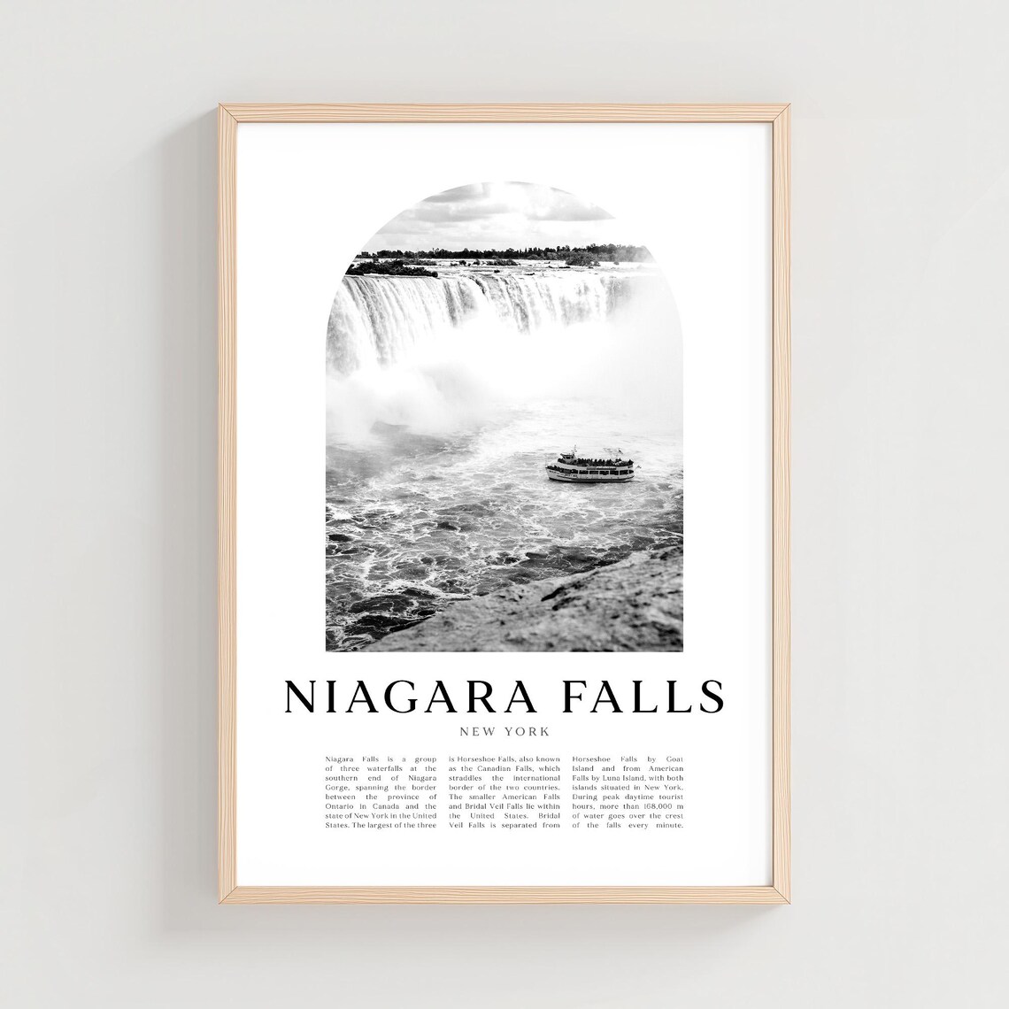 Niagara Falls New York Black White Horseshoe Falls Photo Poster