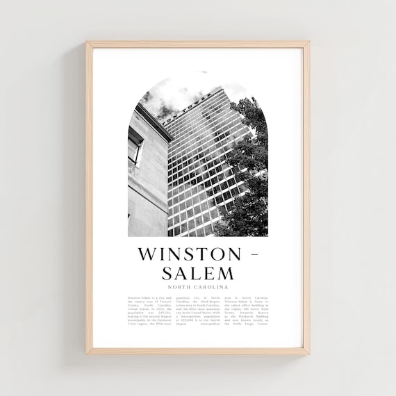 Winston-Salem North Carolina Skyscraper Black and White Poster