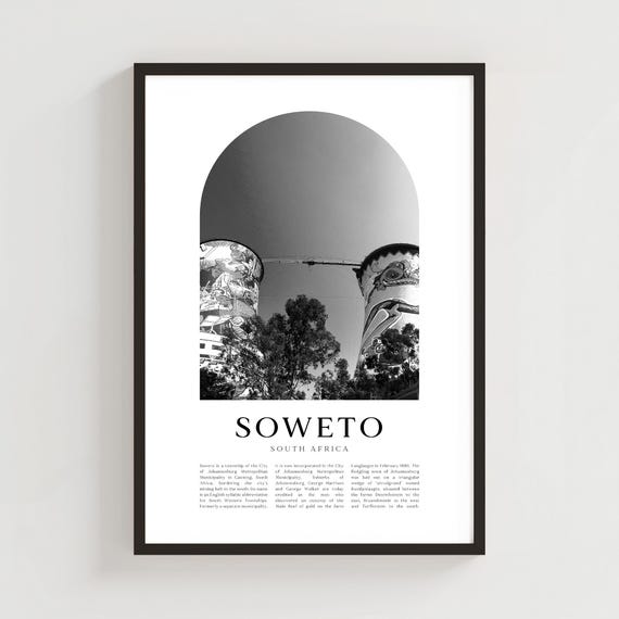Soweto Travel Poster Print Wall Art South Africa City Gift Decor Af111m