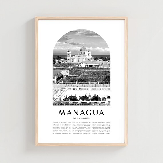 Managua Travel Poster Print Wall Art Nicaragua City Gift Decor Ce12m