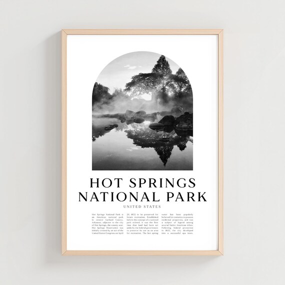 Hot Springs National Park Black and White Misty Water Photo Poster Art