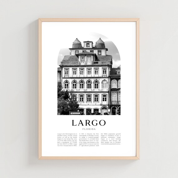 Largo Florida Historic Building Black and White Photography Poster Art