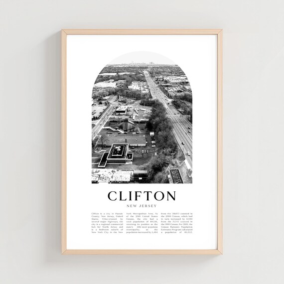Clifton New Jersey Aerial Highway Black and White Photo Poster