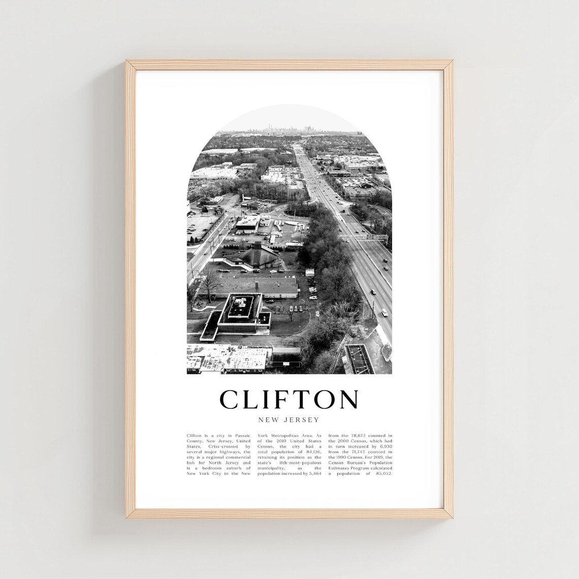 Clifton New Jersey Aerial Highway Black and White Photo Poster