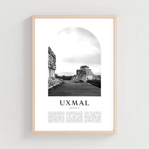 Uxmal Travel Poster Print Wall Art Mexico City Gift Decor Na208m