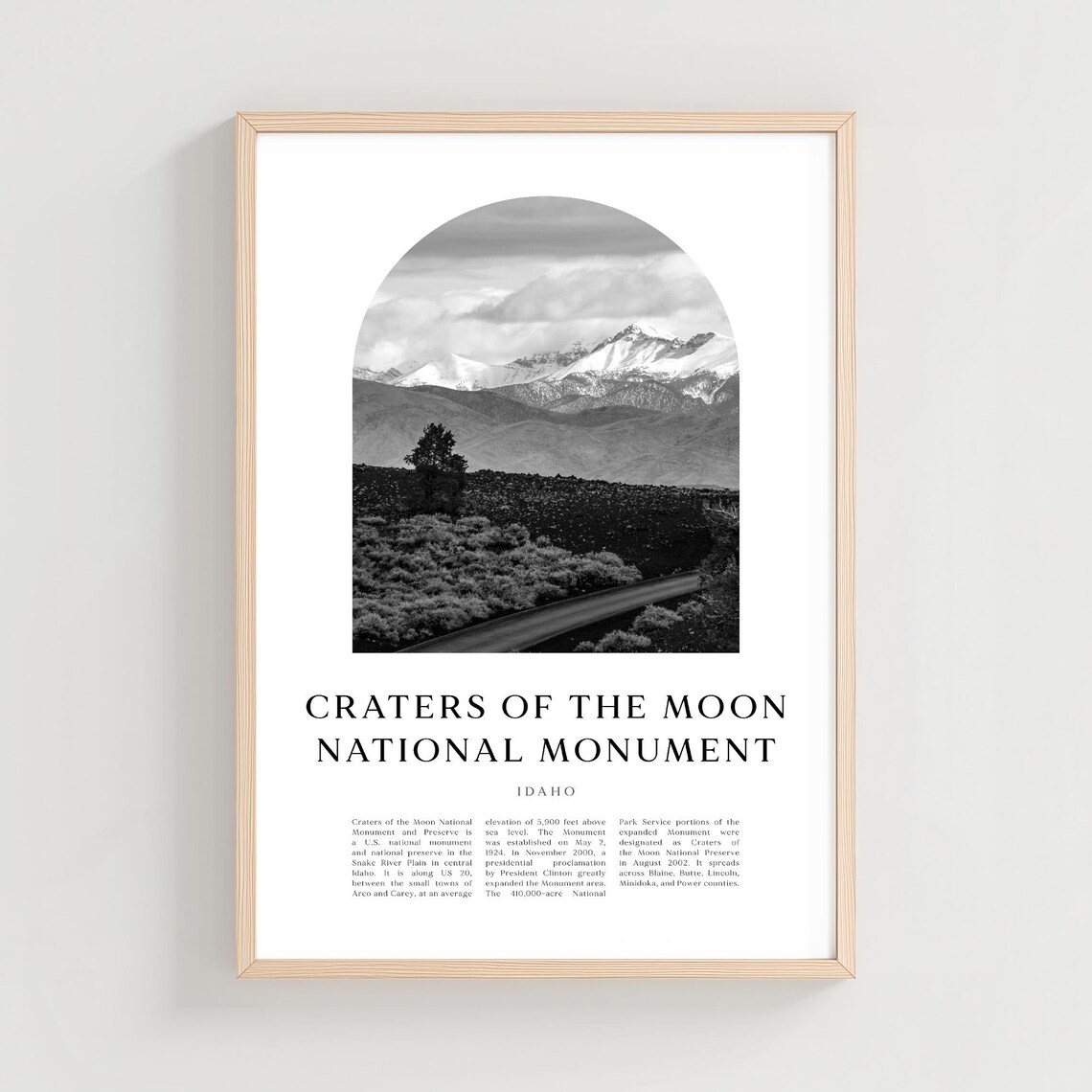 Craters of the Moon Idaho Volcanic Landscape Black and White Poster